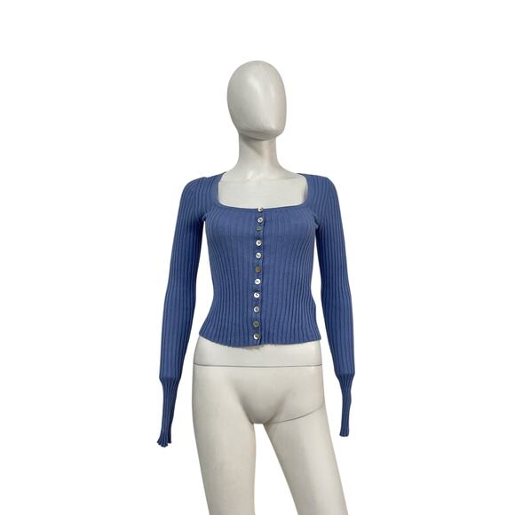 Reformation 'Celia' Blue Linen Cotton Cardigan Size XS - Picture 3 of 5